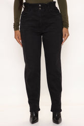 Down To Earth Stretch Mom Jeans - Black Ins Street